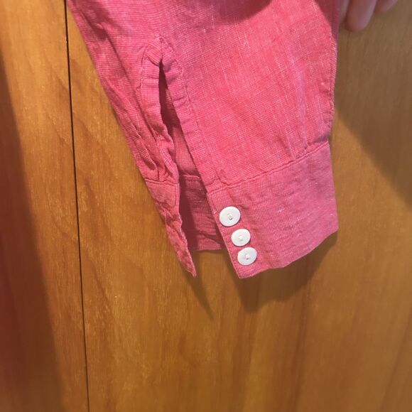 Sigrid Olsen Sport-Pink Linen Button Down Shirt-Marled-Sz 16W-Lagenlook*Read - Picture 3 of 7